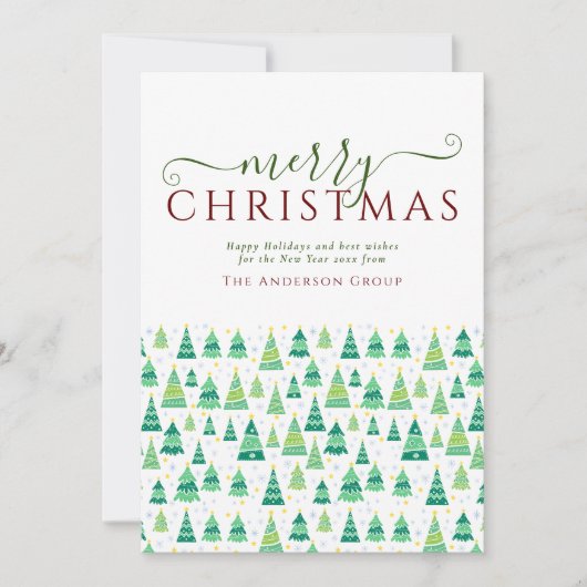 Firmenlogo Frohe Weihnachtsbäume Feiertagskarte (Vorderseite)