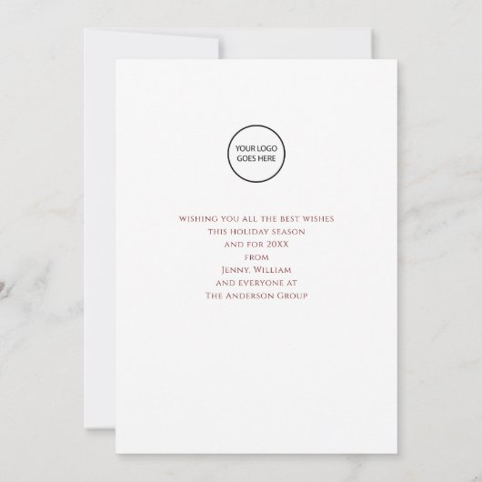 Firmenlogo Frohe Weihnachtsbäume Feiertagskarte (Rückseite)