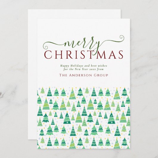 Firmenlogo Frohe Weihnachtsbäume Feiertagskarte (Vorne/Hinten)