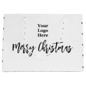 Firmenlogo Frohe Weihnachtsschrift Schwarz & Weiß Große Geschenktüte (Vorderseite)