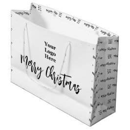 Firmenlogo Frohe Weihnachtsschrift Schwarz & Weiß Große Geschenktüte