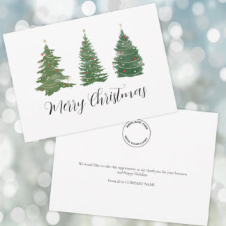 Firmenlogo Frohe Weihnachtsschrift und Baum Hol Feiertagskarte
