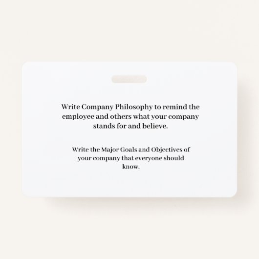 Firmenlogo für Firmennamen des Mitarbeiters Foto Ausweis (Rückseite)