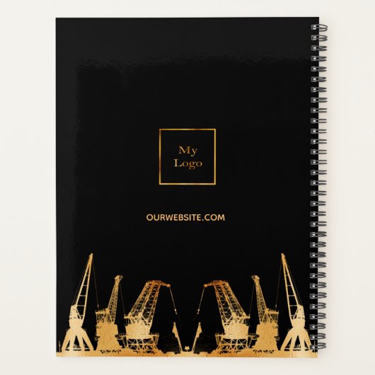 Firmenlogo für Krane aus schwarzem Gold 2025 Planer (Rückseite)