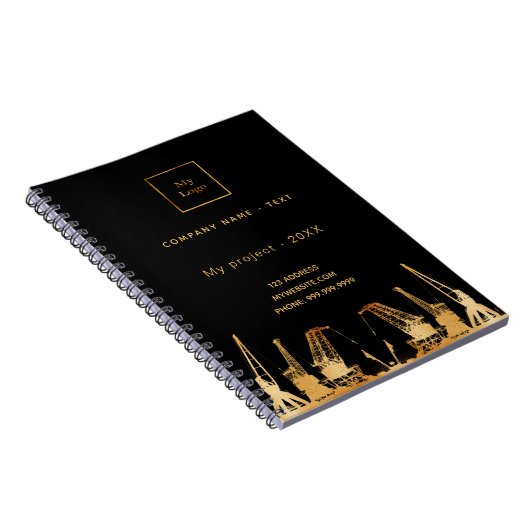 Firmenlogo für Krane aus schwarzem Gold Notizblock (Rechte Seite)