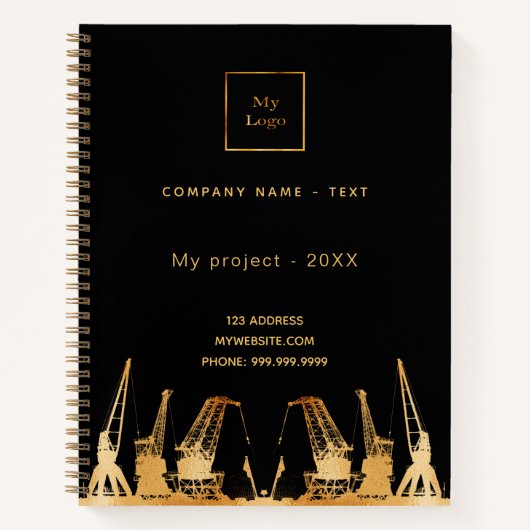 Firmenlogo für Krane aus schwarzem Gold Notizblock (Vorderseite)