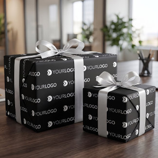 Firmenlogo für kundenspezifische Geschenke schwarz Geschenkpapier
