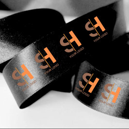 Firmenlogo für kundenspezifische Geschenke schwarz Satinband