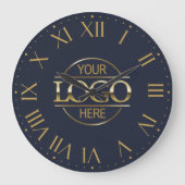 Firmenlogo für moderne Navy Blue-Markenzeichen Große Wanduhr (Vorderseite)