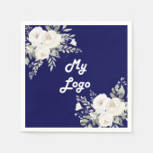Firmenlogo für narbenblaue weiße Blumen Serviette (Vorderseite)