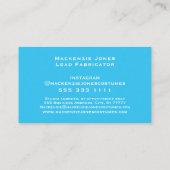 Firmenlogo für persönliche Namen Modernes Türkis Visitenkarte (Rückseite)