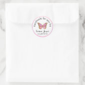 Firmenlogo für Rosa Schmetterling Runder Aufkleber (Tasche)