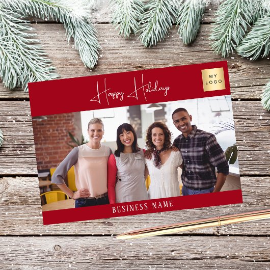 Firmenlogo für weiße Fotos Feiertagskarte