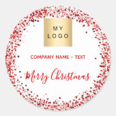 Firmenlogo für weiße Glitzer Runder Aufkleber (Vorderseite)