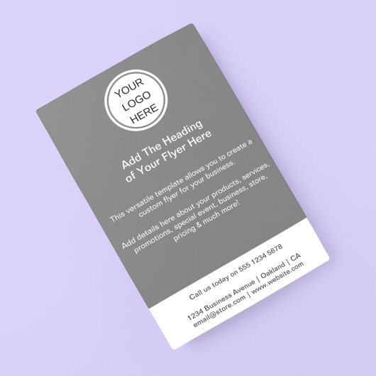 Firmenlogo für Werbeaktionen Grau und Weiß Flyer