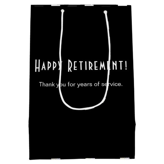 Firmenlogo glücklich Ruhestand Schwarz und Weiß Mittlere Geschenktüte (Rückseite)