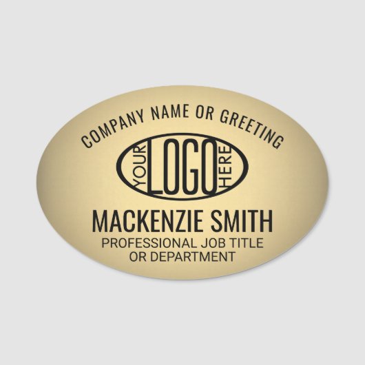 Firmenlogo Gold Color Plastic Oval Mitarbeiter Namensschild (Vorderseite)
