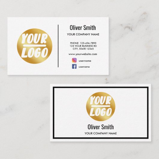 Firmenlogo gold weiß Retro oder Farbe Visitenkarte (Vorne/Hinten)