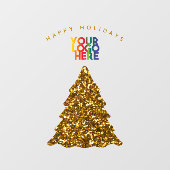 Firmenlogo Goldener Weihnachtsbaum Fensteraufkleber (Blatt)