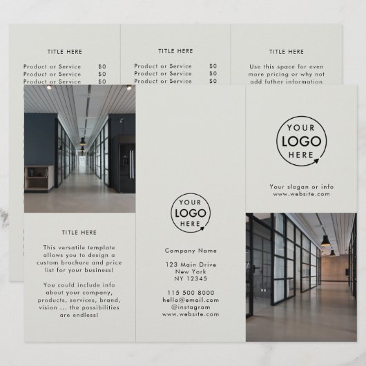 Firmenlogo Grau. 3-Foto-Trifold-Broschüre (Vorne/Hinten)