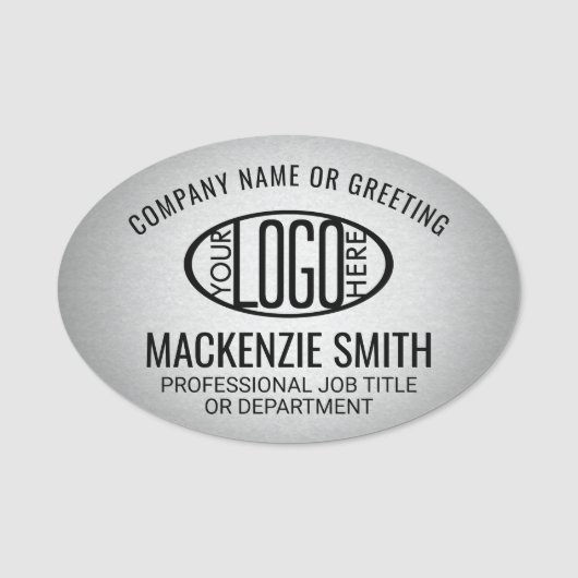 Firmenlogo Graue Farbe Kunststoff Oval Mitarbeiter Namensschild (Vorderseite)