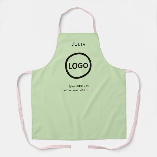 Firmenlogo Grauer grüner Mitarbeitername Schürze (Vorderseite)