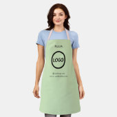 Firmenlogo Grauer grüner Mitarbeitername Schürze (Getragen)