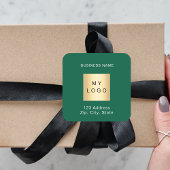 Firmenlogo, grüne weiße Namensadresse Quadratischer Aufkleber