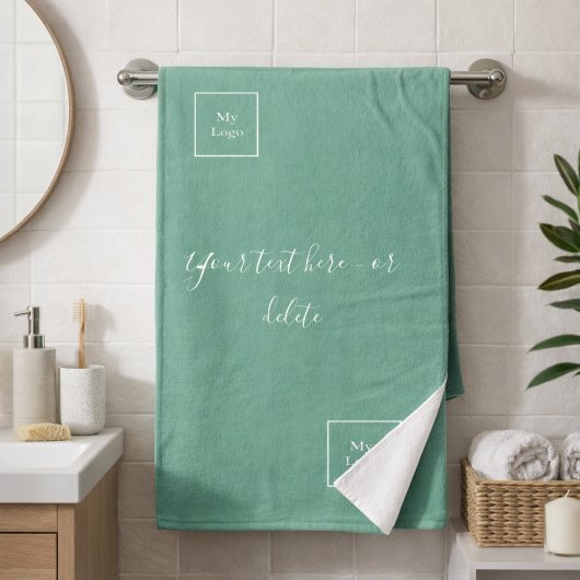 Firmenlogo grüne weiße Textuch Handtuch Badhandtuch Set