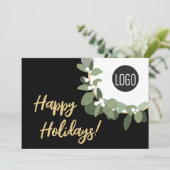 Firmenlogo Gutschein für glückliche Urlaubstage Feiertagskarte (Stehend Vorderseite)