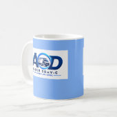 Firmenlogo Hellblau Kaffeetasse (Vorderseite Links)