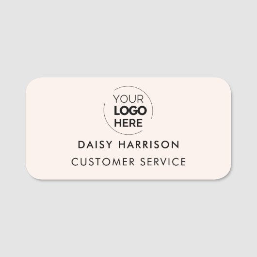 Firmenlogo | Hellrosa Modernes Mitarbeiterteam Namensschild (Vorderseite)