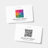 Firmenlogo hier QR-Code Vorname und Titel Ausweis (Vorder- & Rückseite)