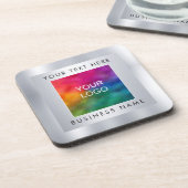 Firmenlogo hier Silver Look Template anpassen Getränkeuntersetzer (Linke Seite)