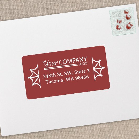 Firmenlogo, Holiday Burgund Rücksendeadresse Adressaufkleber