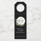 Firmenlogo Holiday Message Modern Wreath Flaschenanhänger (Vorderseite)