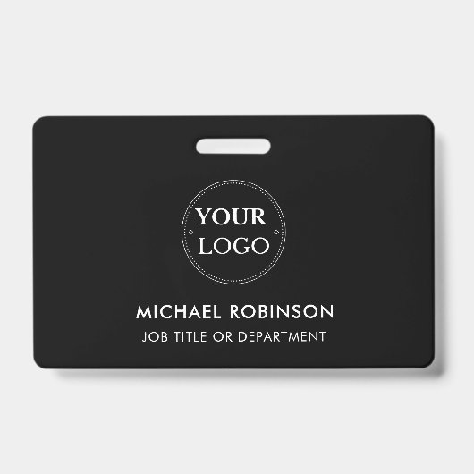 Firmenlogo-ID Mitarbeiter Minimalistisch Schwarz Ausweis (Front)