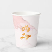 Firmenlogo in Rosa Marmor Pappbecher (Rückseite)