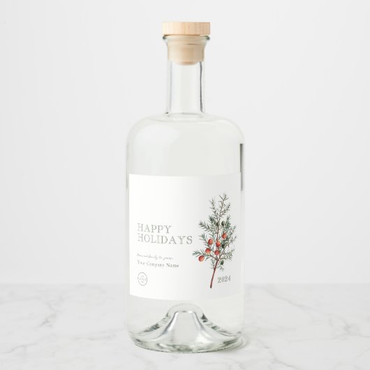 Firmenlogo Juniper Branch Holiday Custom Alkoholflaschenetikett (Vorderseite)