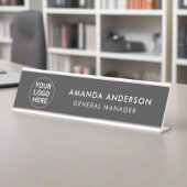 Firmenlogo l Clean Grau Beruflich Schreibtischnamensplakette