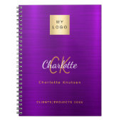 Firmenlogo lila Goldmonogramm glamourös Notizblock (Vorderseite)