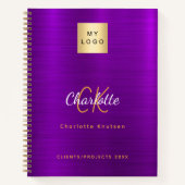 Firmenlogo lila Goldmonogramm glamourös Notizblock (Vorderseite)