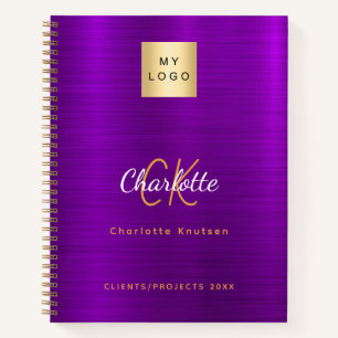Firmenlogo lila Goldmonogramm glamourös Notizblock
