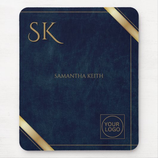 Firmenlogo Luxury Navy Leather 2025 Custom Mousepad (Vorne)