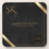 Firmenlogo Luxus Black Custom Getränkeuntersetzer (Vorderseite)