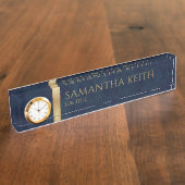 Firmenlogo Luxus Navy Leather Custom Namensplakette (Seite)