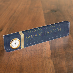 Firmenlogo Luxus Navy Leather Custom Namensplakette