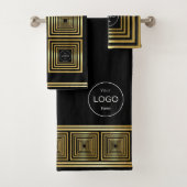 Firmenlogo Luxus-Schwarzgoldhandtuch-Set Badhandtuch Set (Insitu)