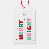 Firmenlogo Merry & Bright Farbige Typografie Geschenkanhänger (Rückseite)