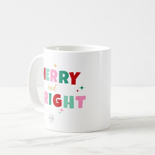 Firmenlogo Merry & Bright Farbige Typografie Kaffeetasse (Vorderseite Links)